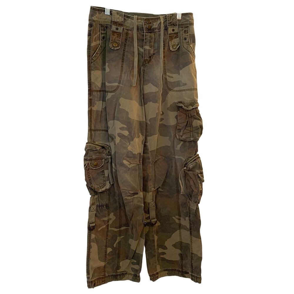 VTG Abercrombie & Fitch Y2K Baggy Camo Cargo Pants Wide Leg Utility Paratrooper